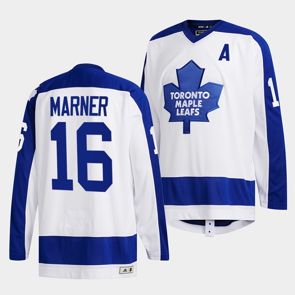 Men's White Toronto Maple Leafs #16 Mitchell Marner Classics Primary Logo Stitched Jersey